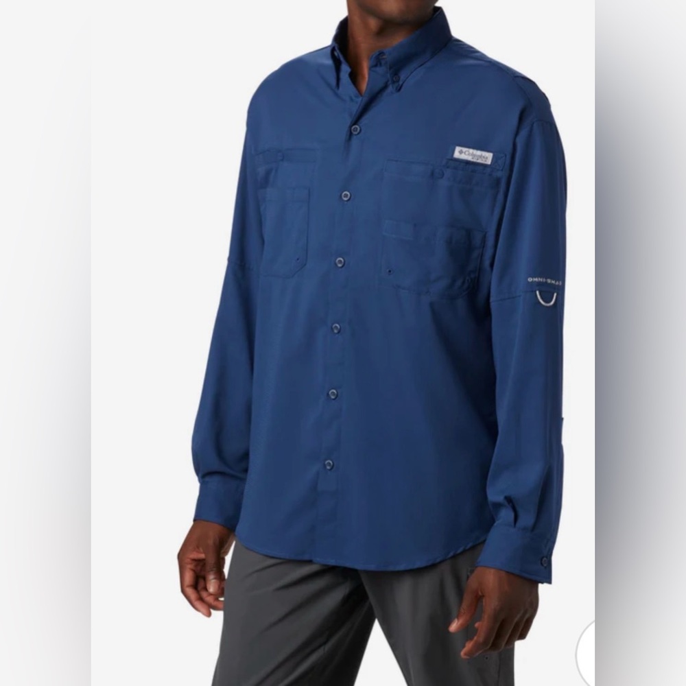 Columbia Navy Blue Men’s Long-Sleeve Fishing Shirt